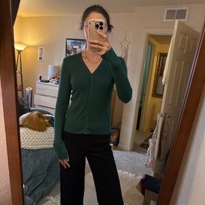 Madewell green button down cardigan top